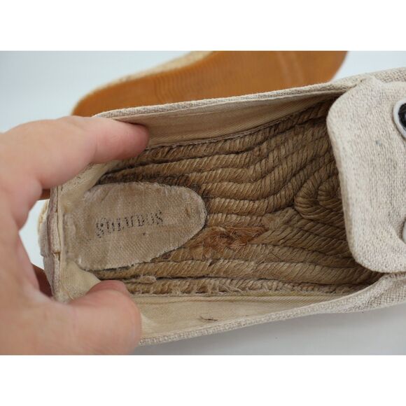 Soludos Frenchie Canvas Espadrille 9 Beige Platform Smoking Slipper Flats - Picture 9 of 11